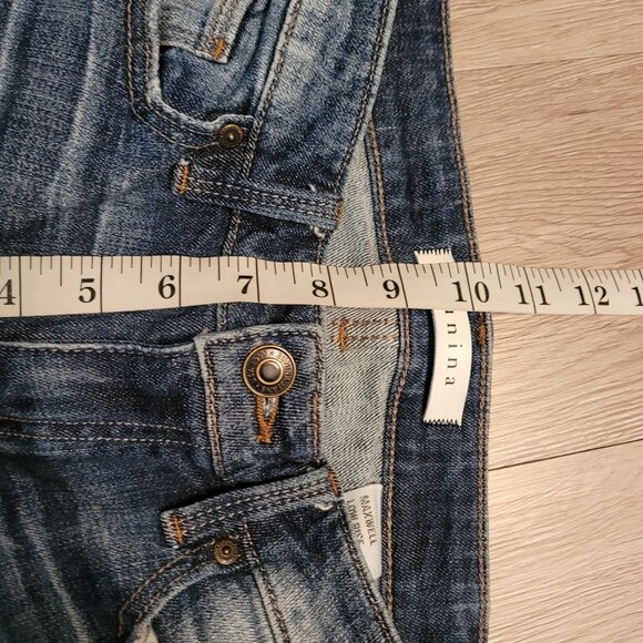 eunina Jeans Womens 7 Maxwell Low Rise Skinny Ripped Medium Dark Stretch Denim - Picture 7 of 10